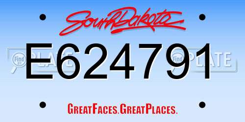 E624791 South Dakota License Plate