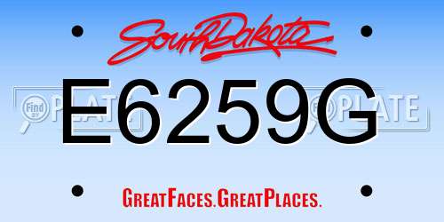 E6259G South Dakota License Plate