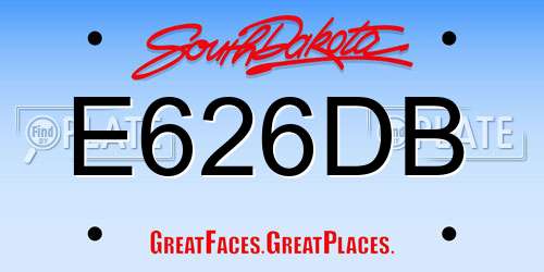 E626DB South Dakota License Plate
