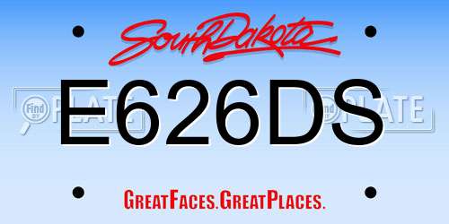 E626DS South Dakota License Plate