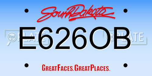 E626OB South Dakota License Plate