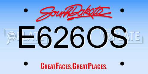 E626OS South Dakota License Plate