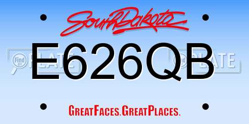 E626QB South Dakota License Plate