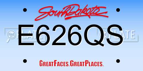 E626QS South Dakota License Plate