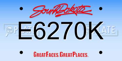 E6270K South Dakota License Plate