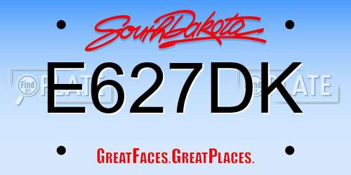 E627DK South Dakota License Plate