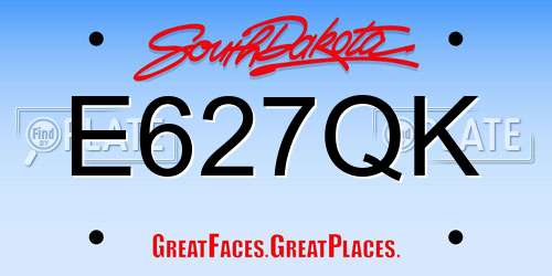E627QK South Dakota License Plate