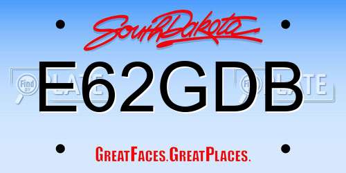 E62GDB South Dakota License Plate
