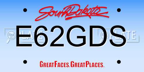 E62GDS South Dakota License Plate