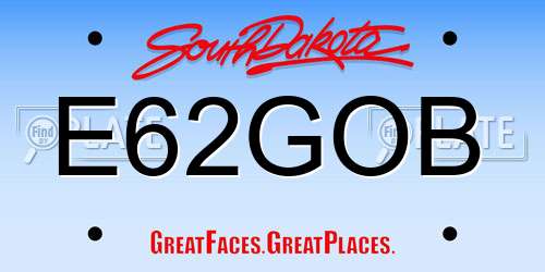 E62GOB South Dakota License Plate