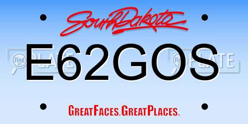 E62GOS South Dakota License Plate