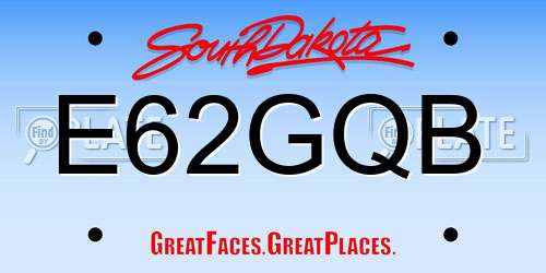 E62GQB South Dakota License Plate
