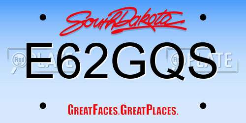 E62GQS South Dakota License Plate