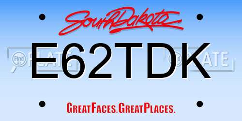 E62TDK South Dakota License Plate