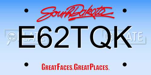 E62TQK South Dakota License Plate