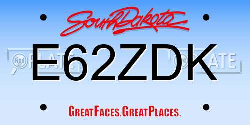 E62ZDK South Dakota License Plate