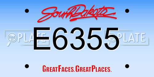 E6355 South Dakota License Plate