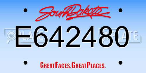 E642480 South Dakota License Plate