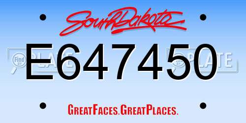 E647450 South Dakota License Plate