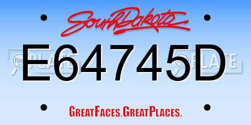 E64745D South Dakota License Plate