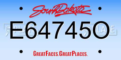 E64745O South Dakota License Plate