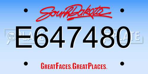 E647480 South Dakota License Plate