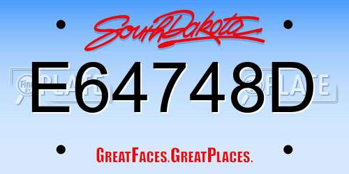 E64748D South Dakota License Plate