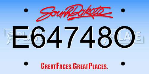 E64748O South Dakota License Plate