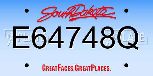 E64748Q South Dakota License Plate