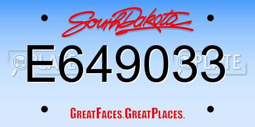 E649033 South Dakota License Plate