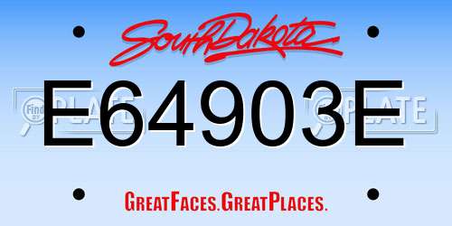 E64903E South Dakota License Plate
