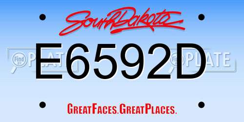 E6592D South Dakota License Plate