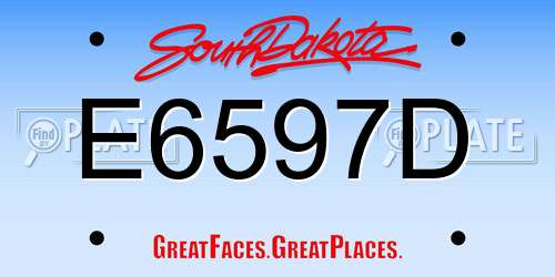 E6597D South Dakota License Plate