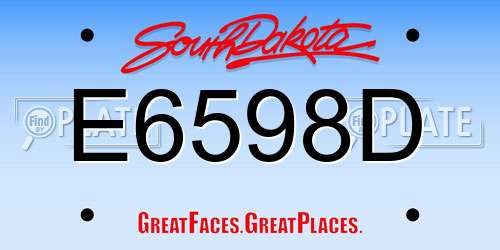E6598D South Dakota License Plate