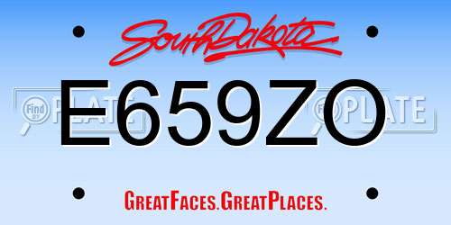 E659ZO South Dakota License Plate