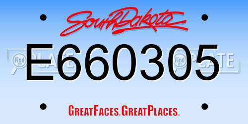 E660305 South Dakota License Plate