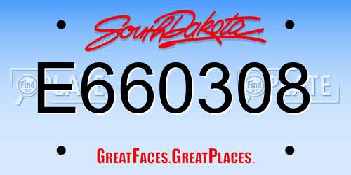 E660308 South Dakota License Plate