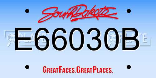 E66030B South Dakota License Plate