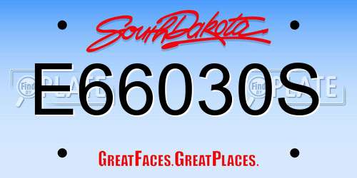 E66030S South Dakota License Plate