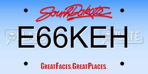 E66KEH South Dakota License Plate
