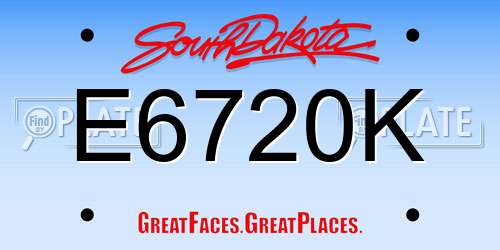 E6720K South Dakota License Plate