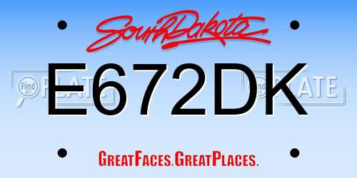 E672DK South Dakota License Plate