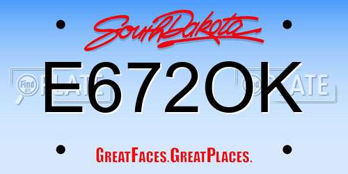 E672OK South Dakota License Plate
