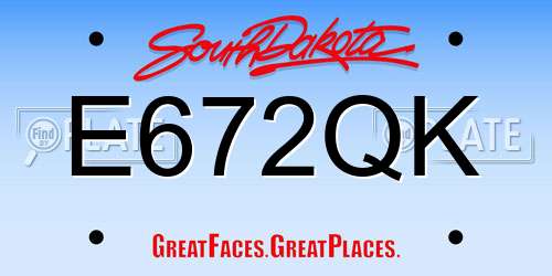 E672QK South Dakota License Plate