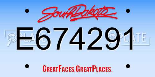 E674291 South Dakota License Plate