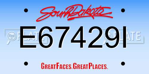 E67429I South Dakota License Plate