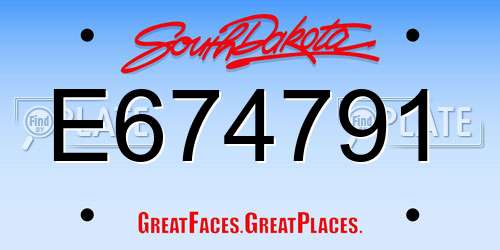 E674791 South Dakota License Plate
