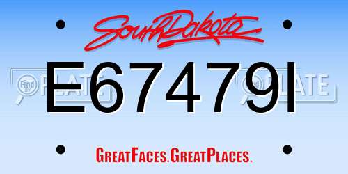 E67479I South Dakota License Plate