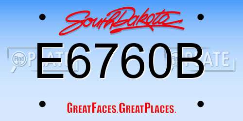 E6760B South Dakota License Plate