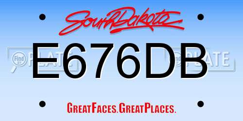 E676DB South Dakota License Plate